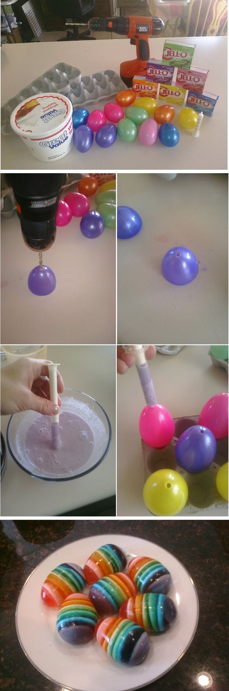 DIY Jello Easter Eggs [Recipe & Tutorial] : made using plastic Easter eggs sprayed with cooking spray... what a fun idea for Easter dinner!