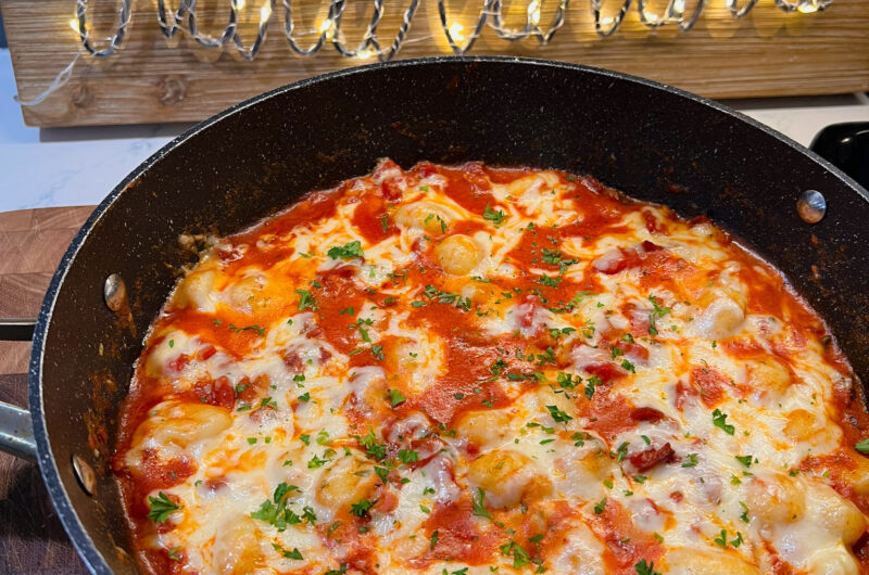 Baked Gnocchi with Bacon, Tomato and Mozzarella