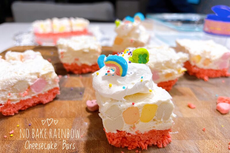 No Bake Rainbow Cheesecake Bars