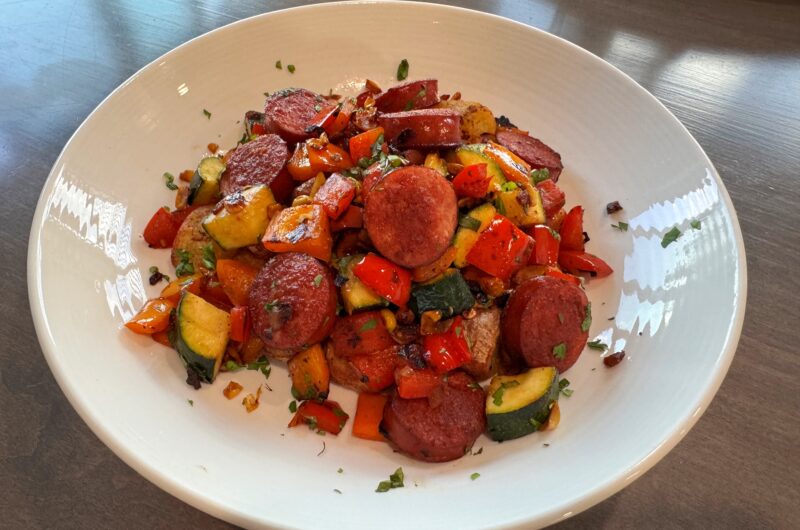 Sausage Skillet with Basil Cilantro Crema