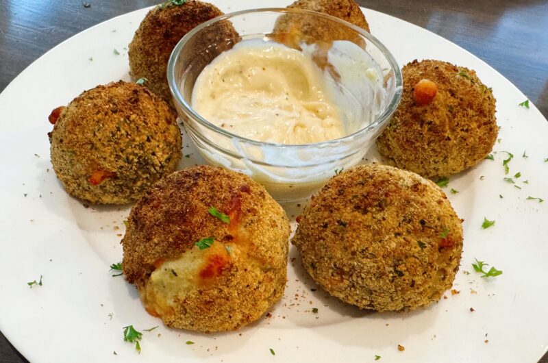 Leftover Air Fried Mashed Potato Balls with Garlic Aioli