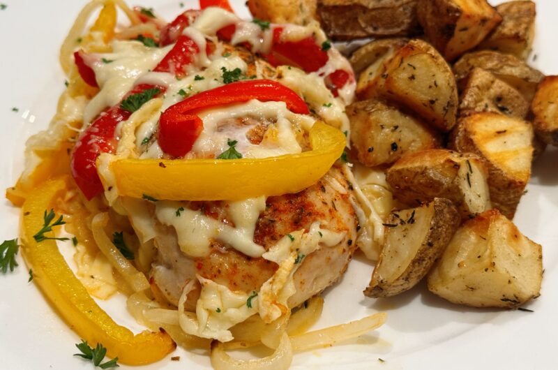 Cheesy Baked Chicken Breast with Peppers