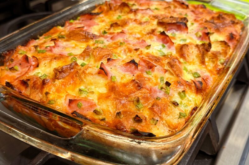 Ham and Swiss Croissant Casserole 