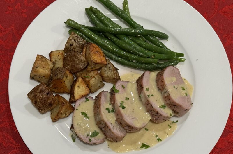 Oven-Baked Pork Tenderloin with Dijon Cream Sauce