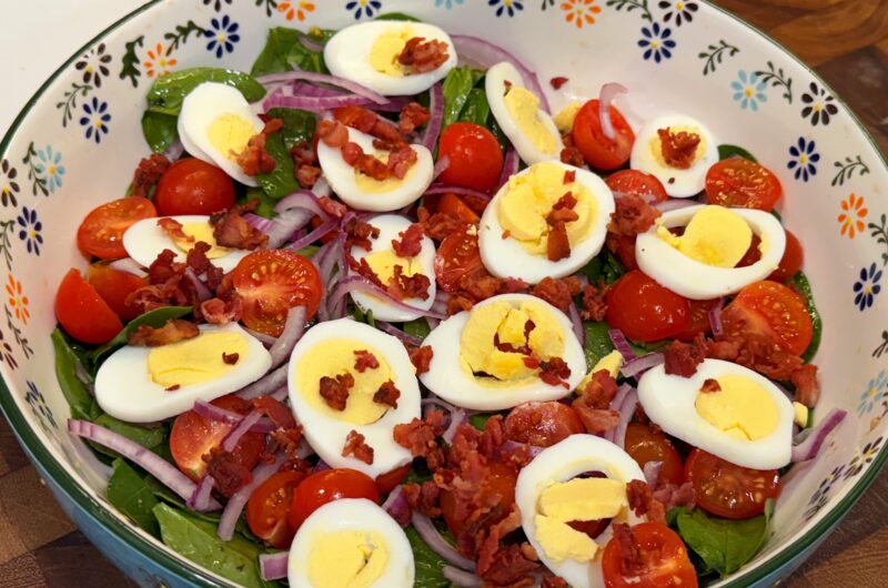 Spinach Salad with Bacon & Hard Boiled Eggs
