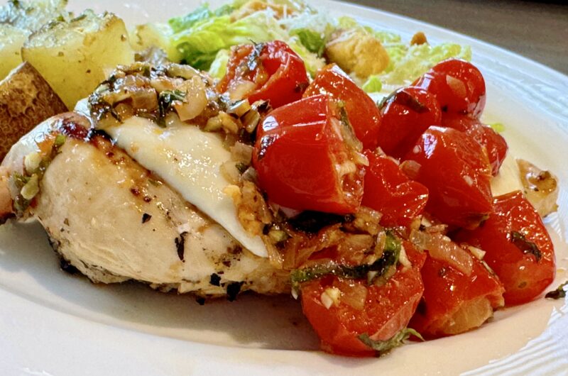 Tomato Basil Chicken Bruschetta with Mozzarella