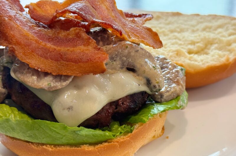 Mushroom Swiss Burger with Creamy Herb Sauce