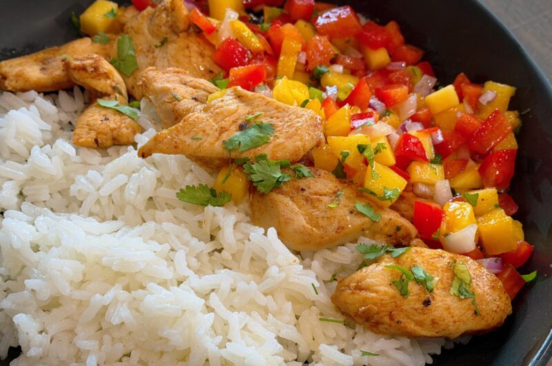 Cilantro-Lime Chicken Bowls with Peach Salsa