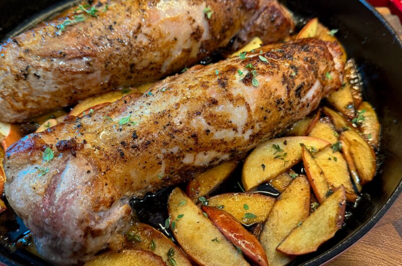Maple Glazed Pork Tenderloin with Roasted Apples